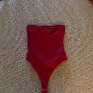 Red thong forever 21 strapless bodysuit